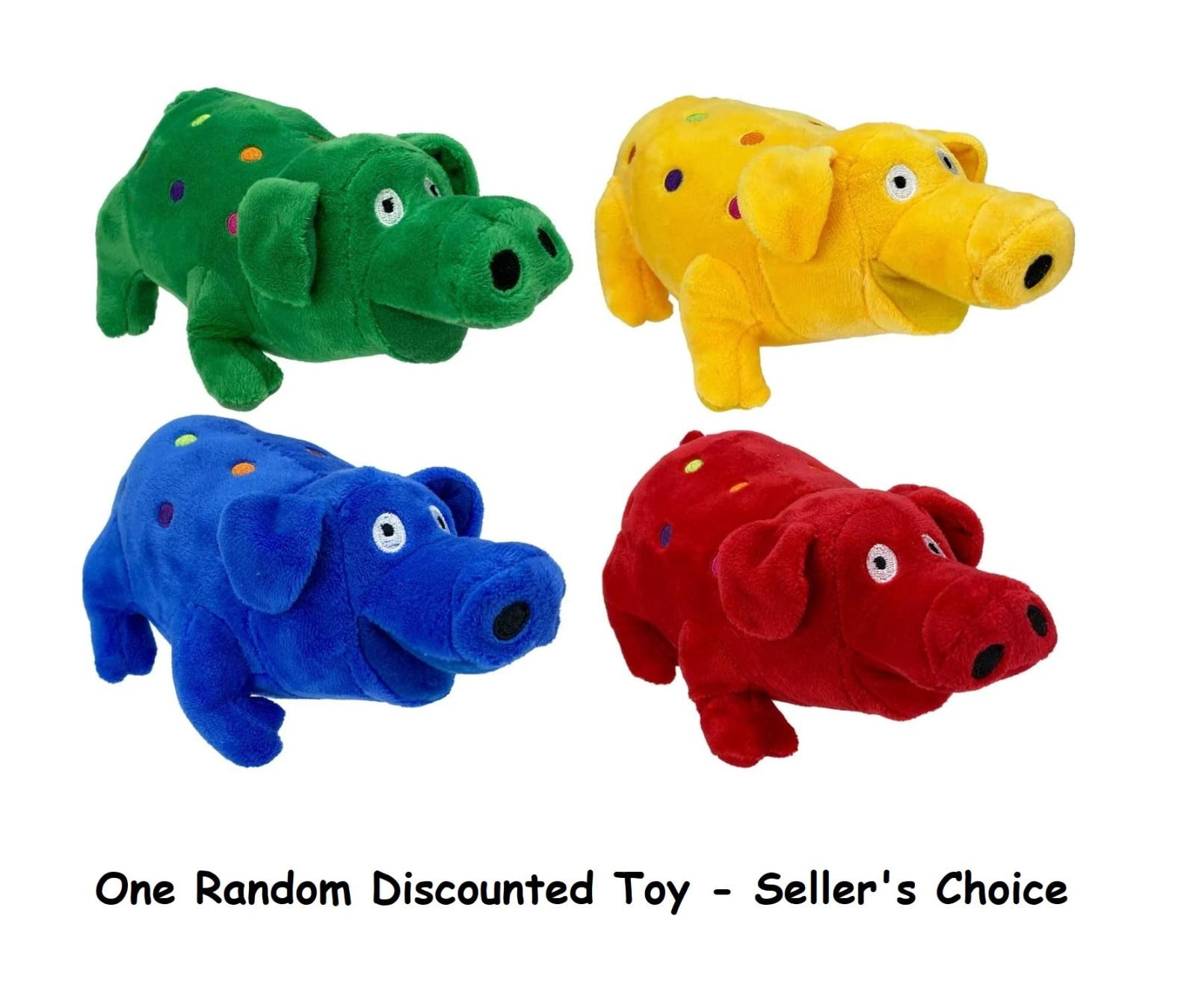 Adorable Large Dog Toys Big Oink Grunting Squeakers Polka Dot Soft Plush Pigs 9" (One Random Discounted Toy - Seller's Choice)