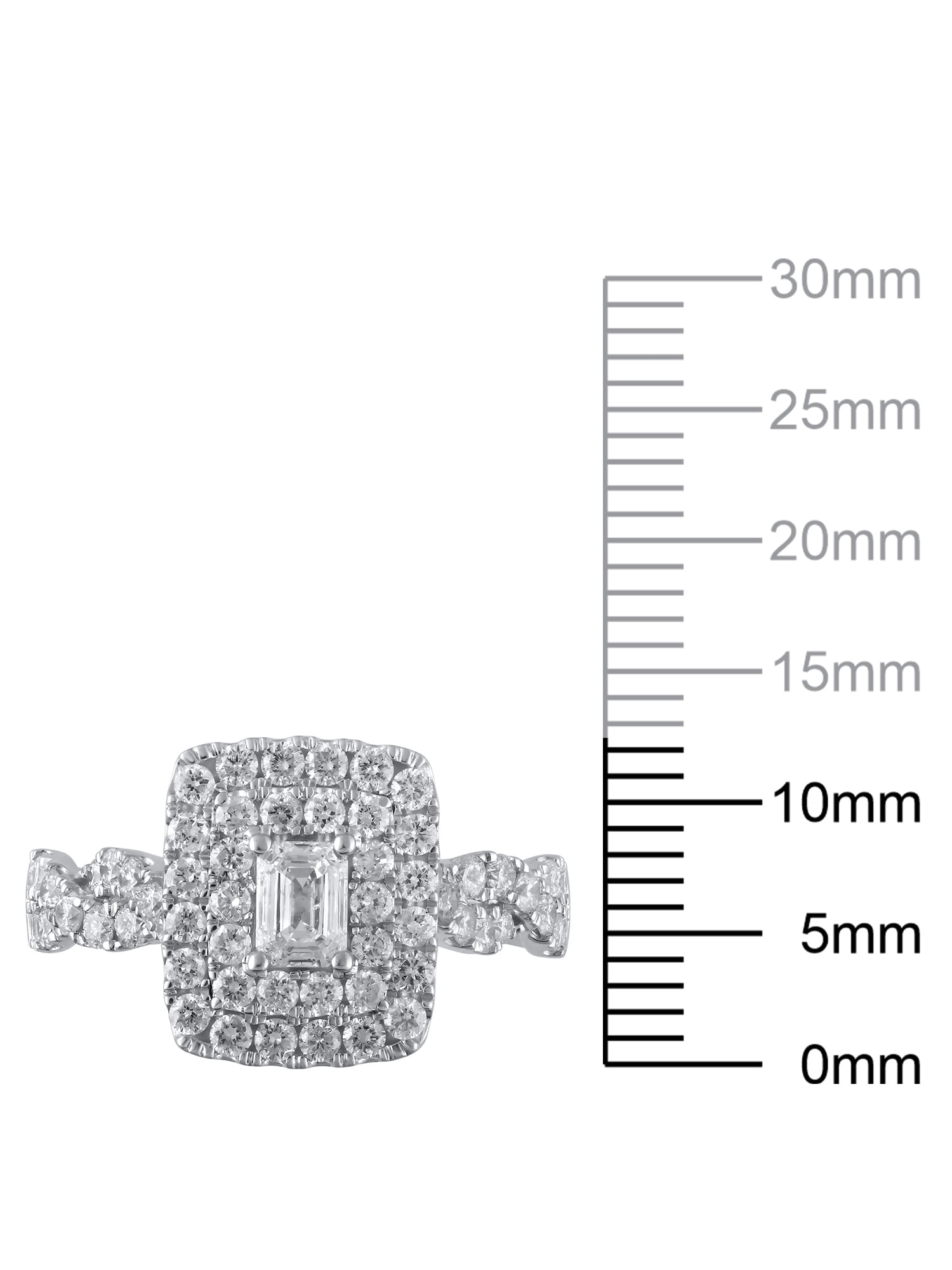 1-1/3 Carat T.W. (I2 clarity, H-I color) Brilliance Fine Jewelry Emerald cut Diamond Engagement Ring in 10kt White Gold, Size 8
