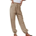 thumbnail image 1 of Pantalones cónicos para mujer, con cordón en la espalda, cintura elástica, pantalones casuales para yoga, jogging, entrenamiento, senderismo, albaricoque L, 1 of 9