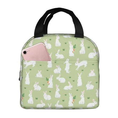 Insulated Lunch Bag for Women Men - Cartoon Cute Rabbit Radish Grass Leakproof Cooler Lunch Box for Women Men  Lunch Tote Bags for Work School Picnic Travel