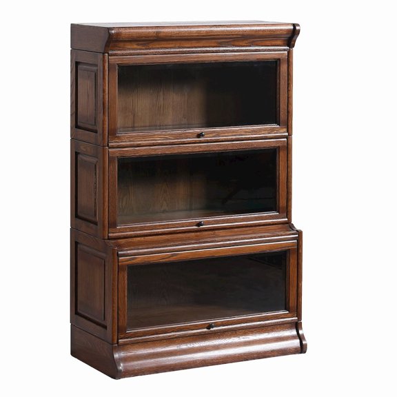 Crafters and Weavers Arts and Crafts Wood Barrister Bookcase in Walnut