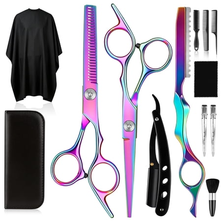 VIISHARE 13 PCS Professional Hair Cutting Scissors Kit, Stainless Steel BarberHair Shears Set for Men Women,Home Salon