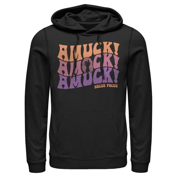 Men's Hocus Pocus Amuck Phrase Pull Over Hoodie Black 2X Large