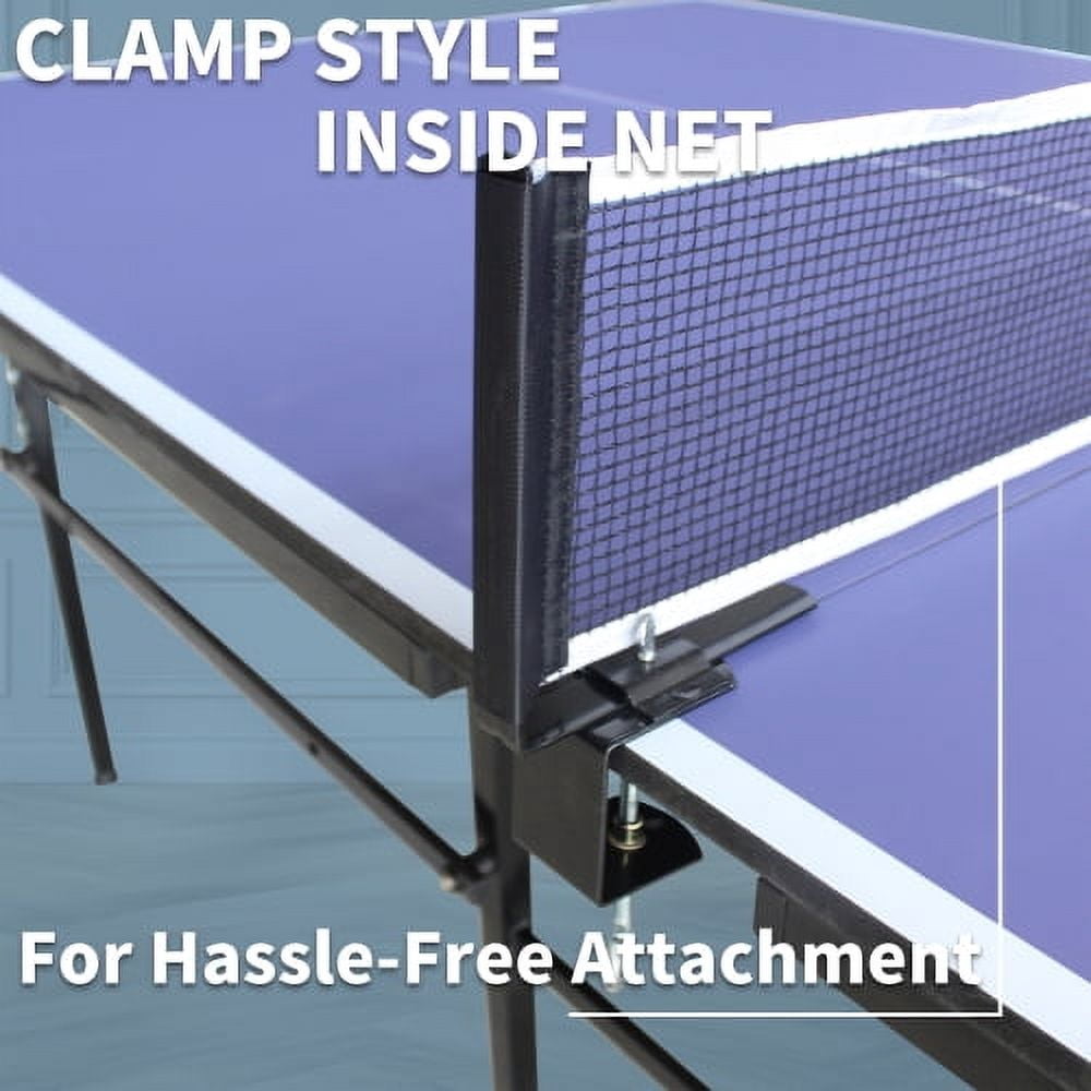 Hi-SPORTS,1-YEAR-WARRANTY,8FT Foldable & Portable Mid-Size Table Tennis Table with Net,2 Table Tennis Paddles and 3 Balls,Ping Pong Table Set for Indoor Games,Home,Office,Recreation Center