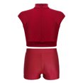 thumbnail image 2 of CHICTRY Kids Girls 2pcs Dance Outfit Racer Back Crop Top with Shorts Clothing Sets for Sport Burgundy 12, 2 of 7