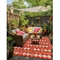 thumbnail image 3 of Unique Loom Outdoor Trellis Collection Area Rug - Cardak (5' 3" x 8' Rectangle Rust Red/Navy Blue), 3 of 8