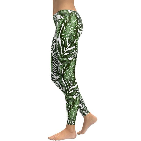 Tropical Green Leggings Size: XS for Women | FIERCEPULSE