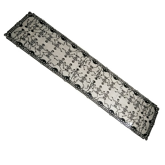 Halloween Tablecloth Black Dancing Skull Table Runner Rectangular Table Cover Halloween Party Horror Dress Up Table Decor