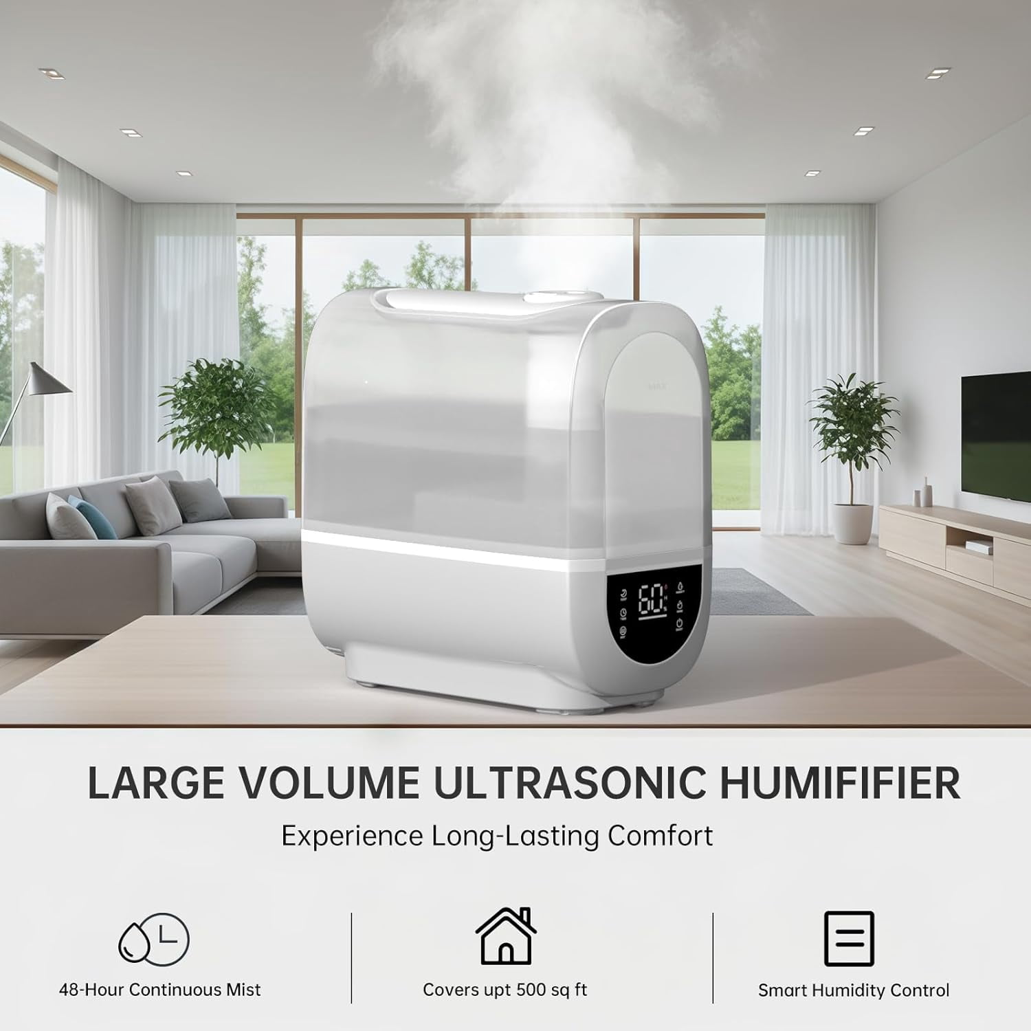 Humidifiers for Bedroom, 6.5L Top Fill for Large Room, dB Quiet Supersized Cool Mist Air Humidifier for Baby Nursery, Plants, Indoor, Auto Shut-Off & Night Light, Easy to Clean & Fill