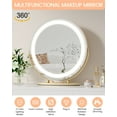 thumbnail image 5 of GAOMON 19" Round Makeup Mirror with Freestanding Table Mount, Dimmable LED Lights, Gold, 5 of 10