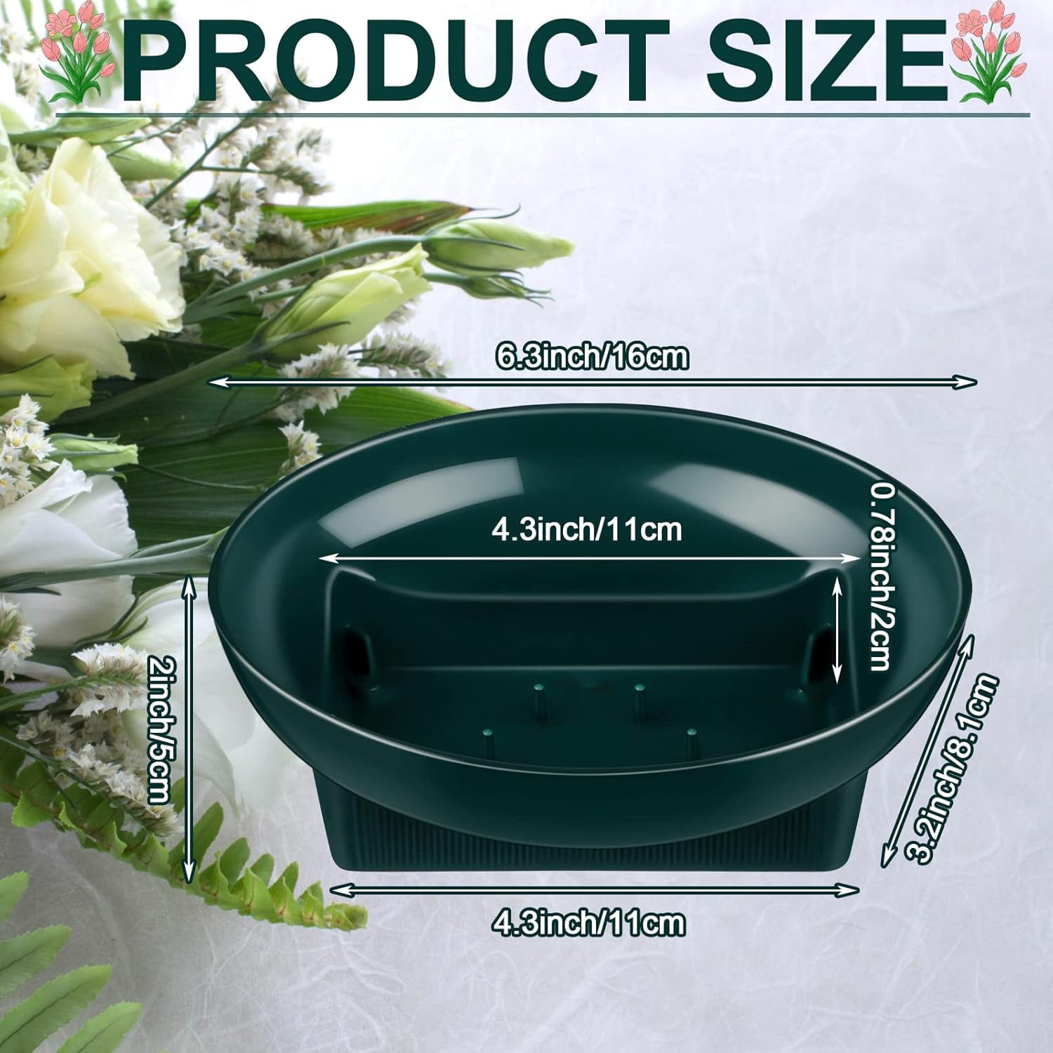 ABCISI 12 Pcs Floral Supplies Green Bowls for Flower Arrangements, Large Size 6.3 Inch Floral Foam Bowls for Holiday Wedding Floral Shop, Fresh Flower Decoration Supplies (Foam Not Include)