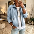 thumbnail image 5 of Edvintorg Denim Jacket for Women Fashion Long Sleeve Casual Loose Zip Up Jean Coat with Pockets Clothes for Women Light Blue L, 5 of 7