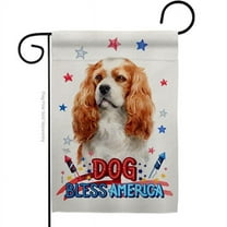 Breeze Decor G120128-BO Patriotic Cavalier King Spaniel Animals Dog 13 x 18.5 in. Double-Sided Decorative Vertical Garden Flags for House Decoration Banner Yard Gift