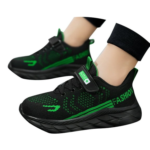 ZHOGXU Big Girls Boys Sneakers Soft Sole Non Slip Mesh Color Block Comfortable Breathable Casual Sports Shoes For Outdoor Activities Black 28