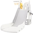 thumbnail image 3 of CIPACHO 4 in 1 Kids Slide Playset for Age 2-5, Indoor Outdoor Children's Playground with Basketball Hoop, Climbing Ramp, Slide, Hidden Space, Gray, 3 of 10