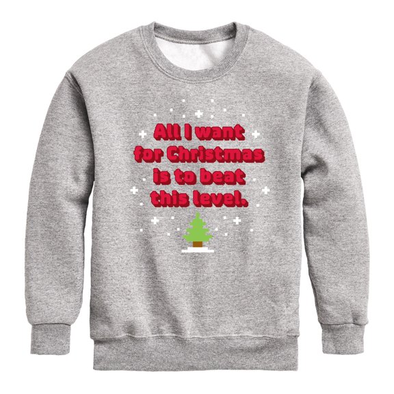 Instant Message - All I Want Christmas Beat Level - Toddler & Youth Crewneck Fleece Sweatshirt