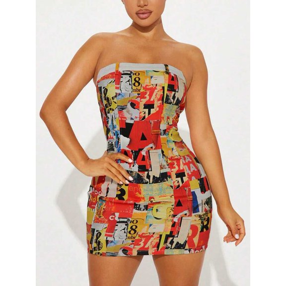 Women's Street Fashion Party Rock Print Color Block Mini Dress White Vacation Summer Elegant