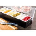 thumbnail image 3 of Restaurantware-Stainless Steel Condiment Dispenser with 6 Plastic Tray Compartments and Clear Lid: Perfect for Bars, Ice Cream Shops, and Coffee Buffets - Easy to Use Garnish Server Station - 1-CT, 3 of 3