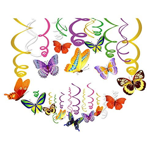 Butterfly Mobile Ceiling Hanging Butterflies Girl Nursery Room Decorations Swirl 