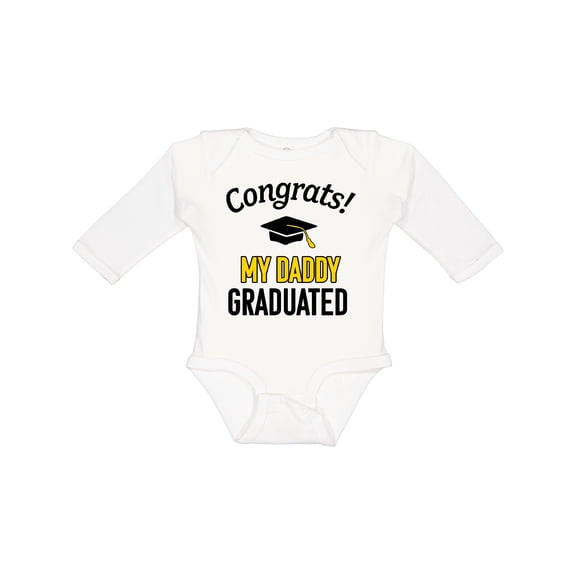 Inktastic Congrats My Daddy Graduated with Cap Boys or Girls Long Sleeve Baby Bodysuit