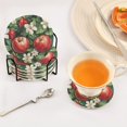 thumbnail image 3 of Yayeee 6 PCS Drink Coasters with Holder Set Woven Absorbent Round Tabletop Hot Pad, Red Apple Pattern, 3 of 7