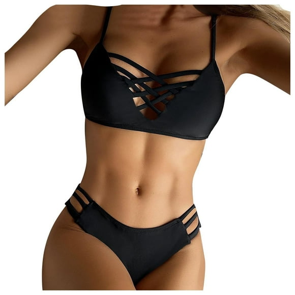 FhsagQ Women Swimsuit Sets with Garter Belt 3 Piece Lace Women's Split Swimsuit Solid Color Tight Sexy Temperament Beach Bikini Womens Swimsuit Sets with Robe Womens Swimsuit Sets Black Lace Black M