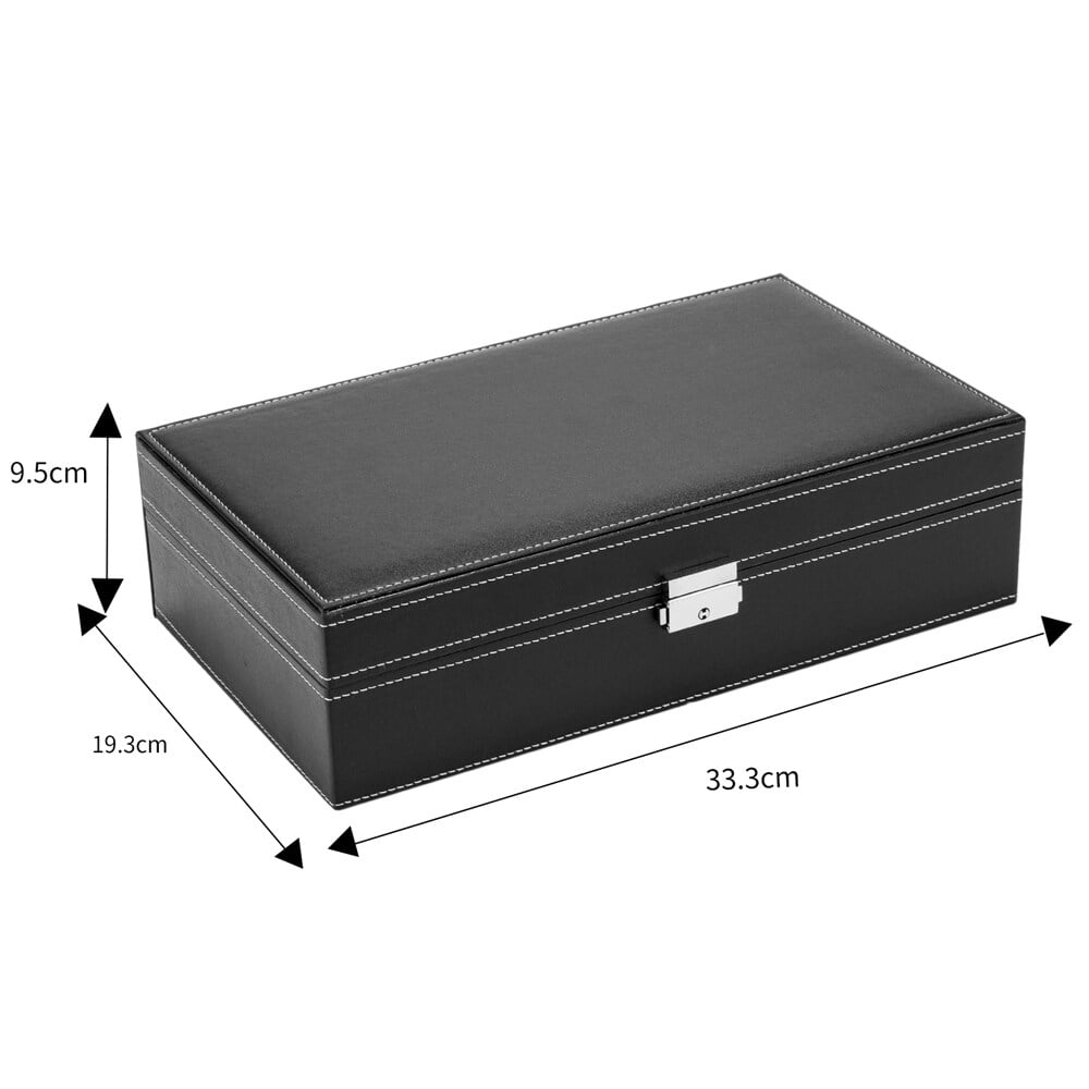Lowestbest 8 Slots Jewelry Box, Watch Organizer Storage Case with Lock and Mirror for Men Women, Black Lowestbest 8 Slots Jewelry Box, Watch Organizer Storage Case with Lock and Mirror for Men Women, Black