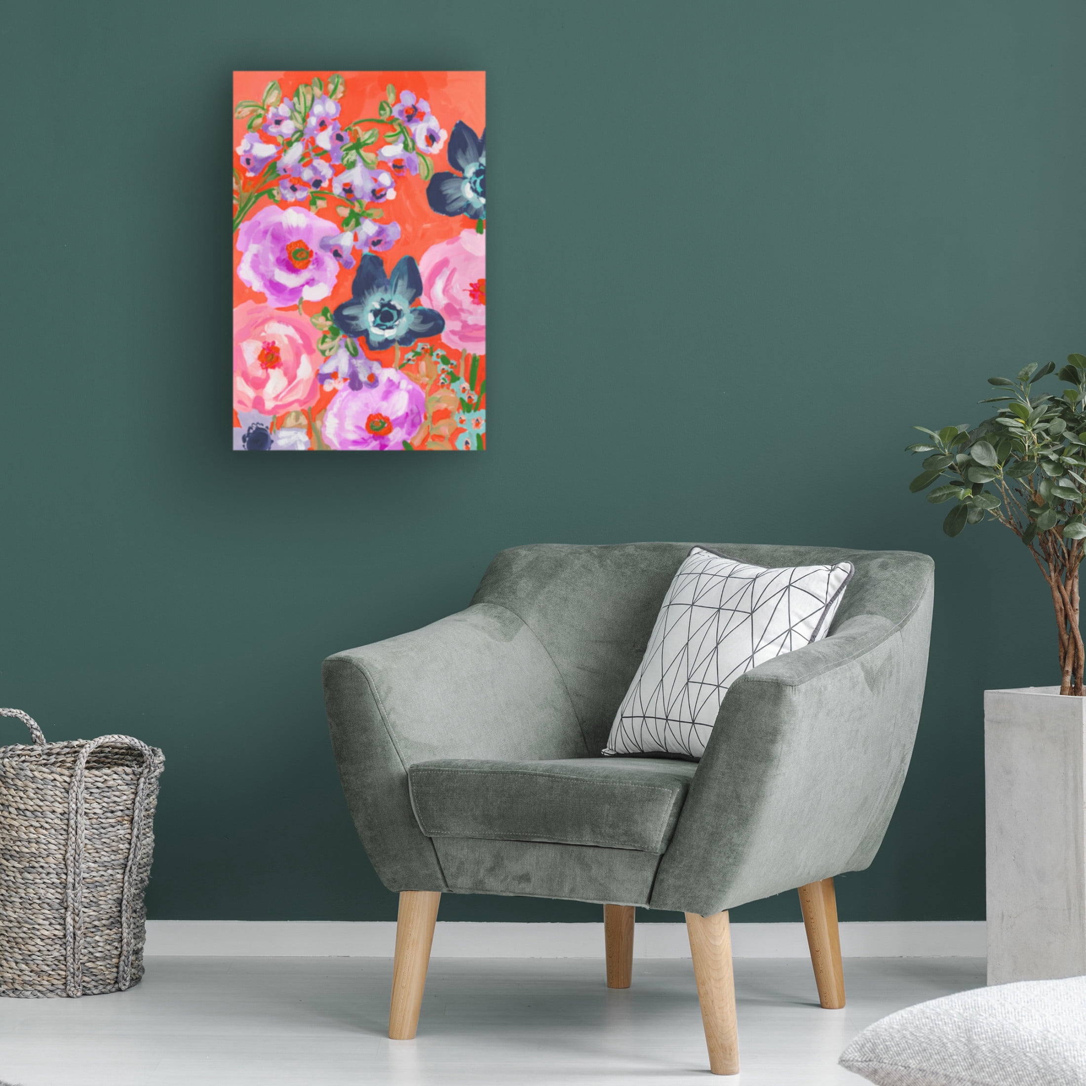 Trademark Fine Art Ania Zwara Blue Anemones On Red Canvas Wall Art