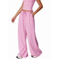 thumbnail image 2 of Women'S Wide-Leg Loose Casual Sports Pants Straight Low-Rise Sweatpants Drawstring Elastic Band Pockets Pink XL, 2 of 8
