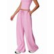 thumbnail image 2 of Pantalones Deportivos Casuales Holgados de Pierna para Mujer, Rectos, de Tiro Bajo, con Bolsillos con Cordón Elástico Rosa L, 2 of 8