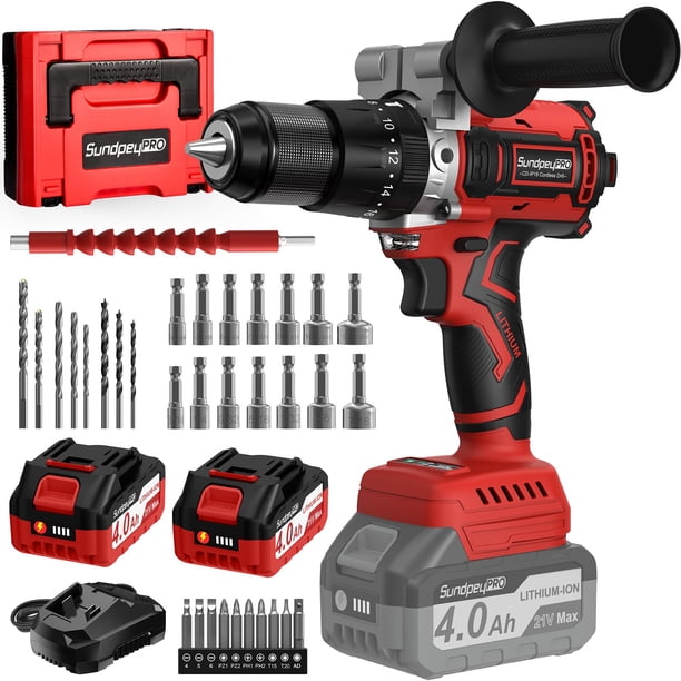 Taladro inalámbrico SundpeyPRO 21V sin escobillas con torque de 1060 in-lbs