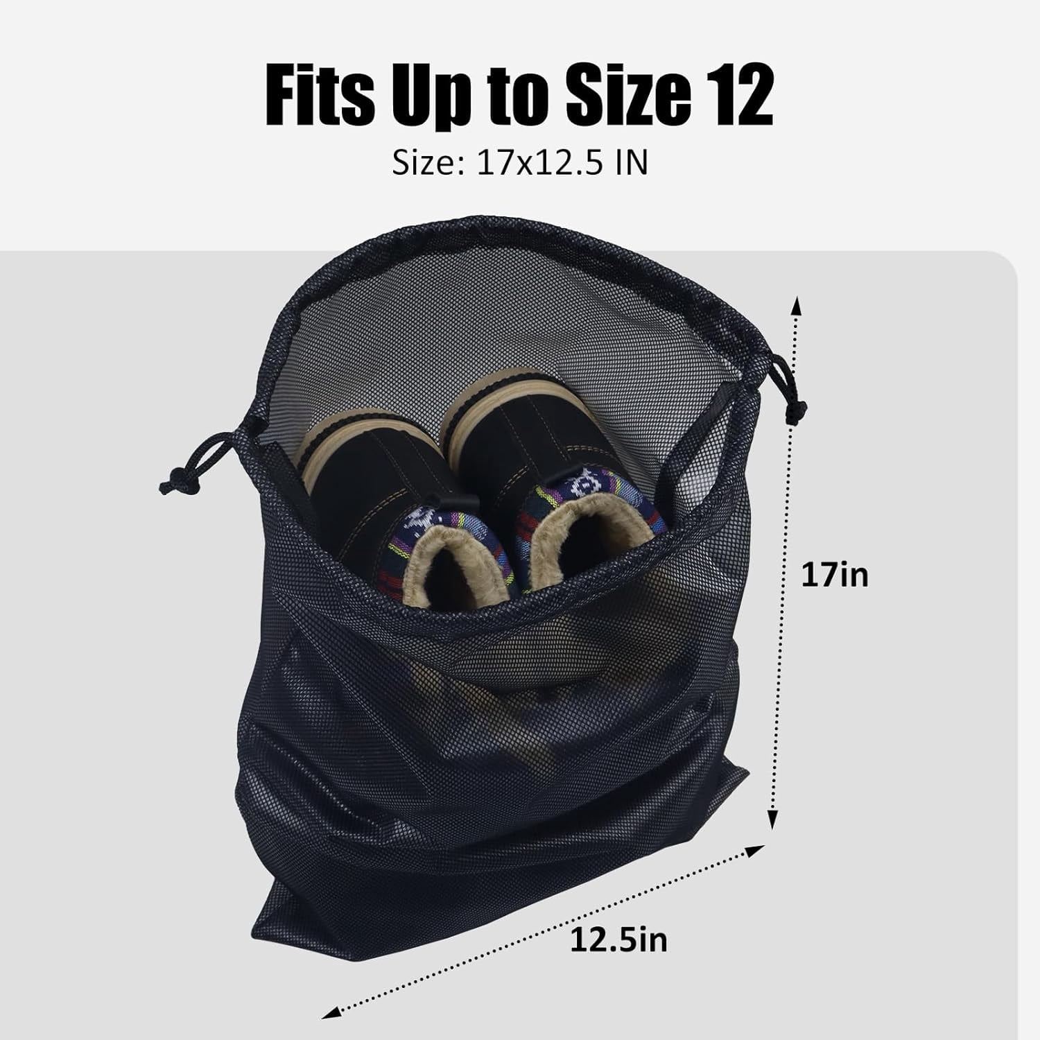 Shoe Bags for Travel, (4-Pack) Shoe Storage Bag with Drawstring, Packing Organizer for Sneakers, Gym, Luggage, Closet, Weekender Overnight Travel Essentials