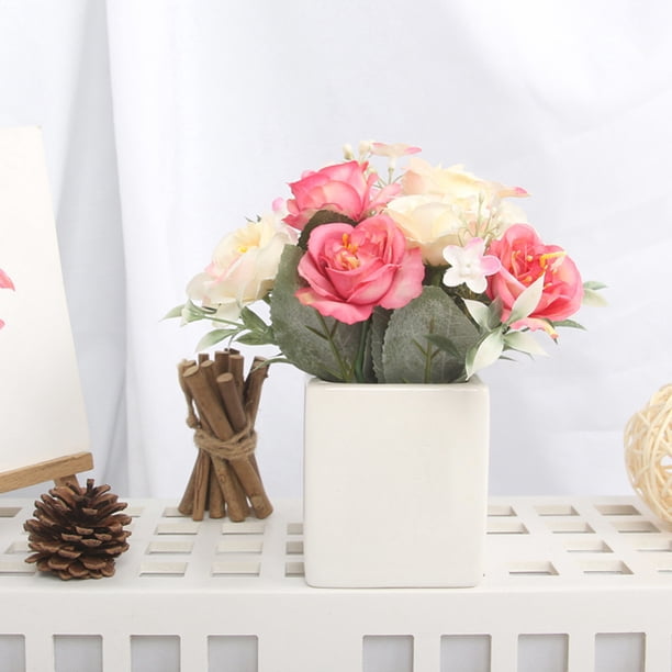 Gwong Decoración hogareña Flor de simulación, llamativa antidesaminada, plástico, vívido, decoraciones de flor de rosa falsas para el hogar Gwong 21074267