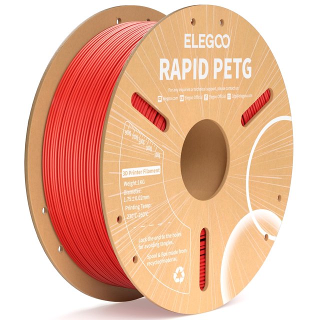 Filamento para impresora 3D ELEGOO Rapid PETG, 1,75 mm, rojo, 1 kg