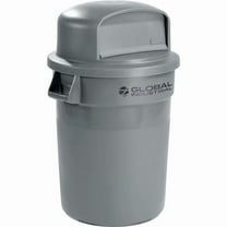 32 gal Plastic Trash Can with Dome Lid - Gray