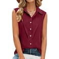 thumbnail image 4 of XFLWAM Women's Plus Size Cotton Linen Tank Tops Sleeveless Button Down Shirts Tops Summer Casual Dressy Collared Work Blouse, 4 of 8