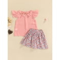 thumbnail image 5 of Kiapeise Toddler Baby Girls Skirt Outfits Fly Sleeve Chiffon Blouse Shirts Floral Mini Skirt 2Pcs Summer Clothes Set, 5 of 9