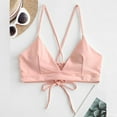 thumbnail image 2 of Haut de Bikini Basique Croisé Rehausseur pour Femmes Bretelles Spaghetti Texturées Sans Armature, 2 of 9
