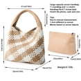 thumbnail image 3 of Bolso tejido para mujer, bolso de mano de cuero vegano, bolso grande de viaje de playa de verano y bolso de hombro retro hecho a mano, 3 of 5