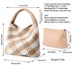 thumbnail image 3 of Bolso tejido para mujer, bolso de mano de cuero vegano, bolso grande de viaje de playa de verano y bolso de hombro retro hecho a mano, 3 of 5