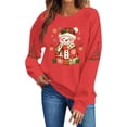 thumbnail image 5 of Women's Christmas Snowman Print Sweatshirt, X-mas Party Holiday Crewneck Long Sleeve Fleece Lined Relaxed Tops, S-XXL, 5 of 6