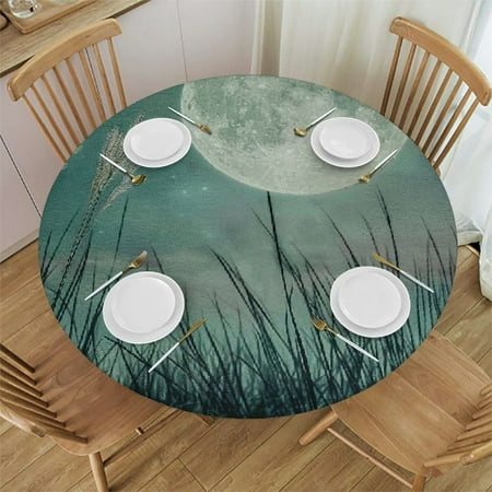 

BCIIG Moon Grass Matte Painting Round Table Cover Stain Resistant Washable Indoor Outdoor Tablecloth Kitchen Dining Wedding Parties Waterproof Fabric 100% Polyester 42-46