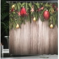 thumbnail image 4 of Ambesonne Christmas Shower Curtain, Wooden Rustic Xmas, 69"Wx75"L, Brown Green Red, 4 of 5