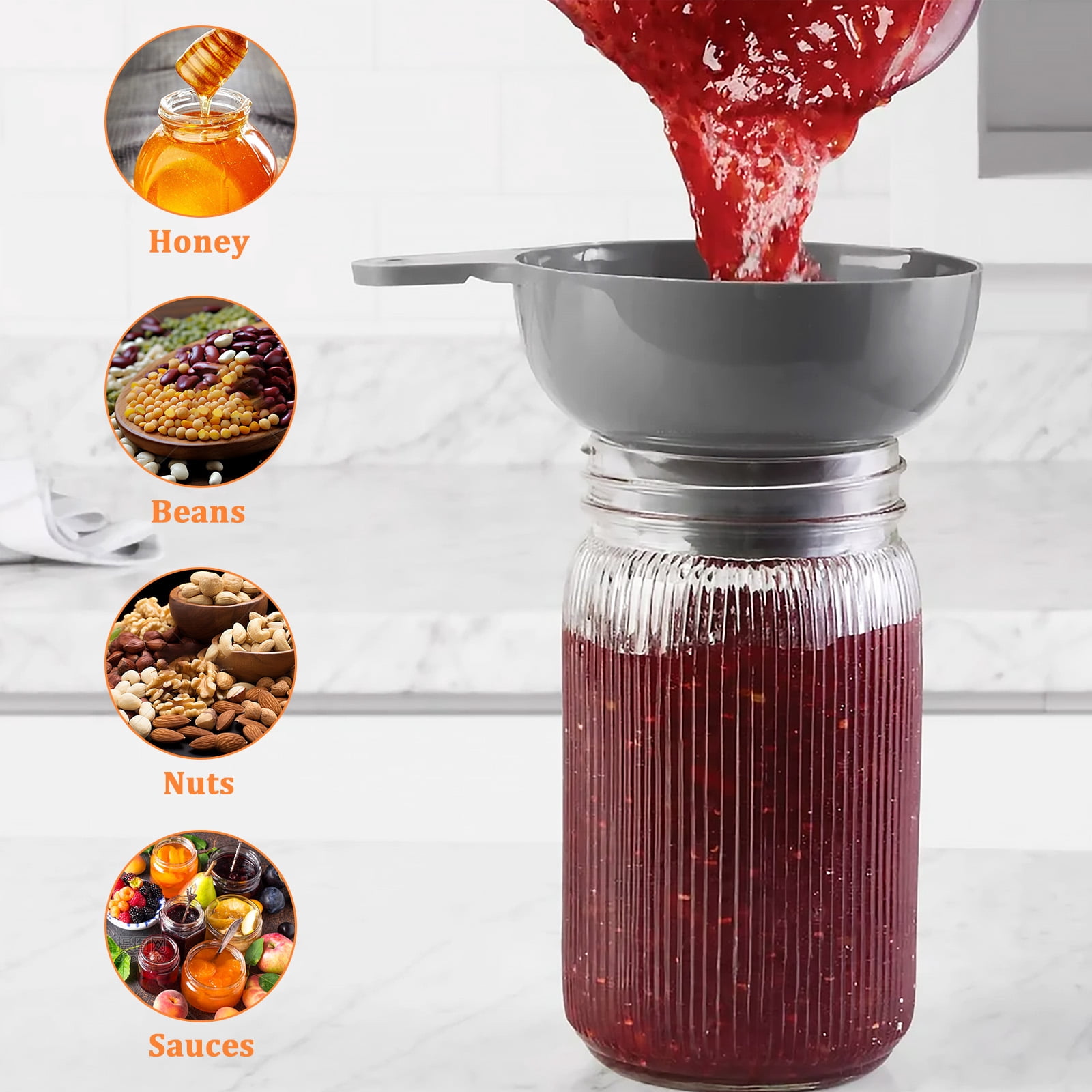Mainstays Plastic Canning Funnel for Mason Jars, Home Canning Essentials, Gray
