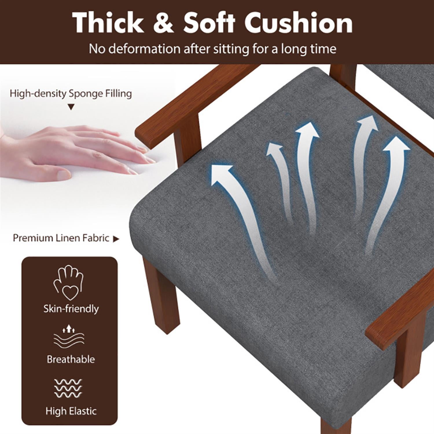 Demi Bonn Linen Accent Chair, Elegant Armchair with Soft Padded Seat and Backrest, Suitable for Living Room Bedroom Reception Room Office, Gray