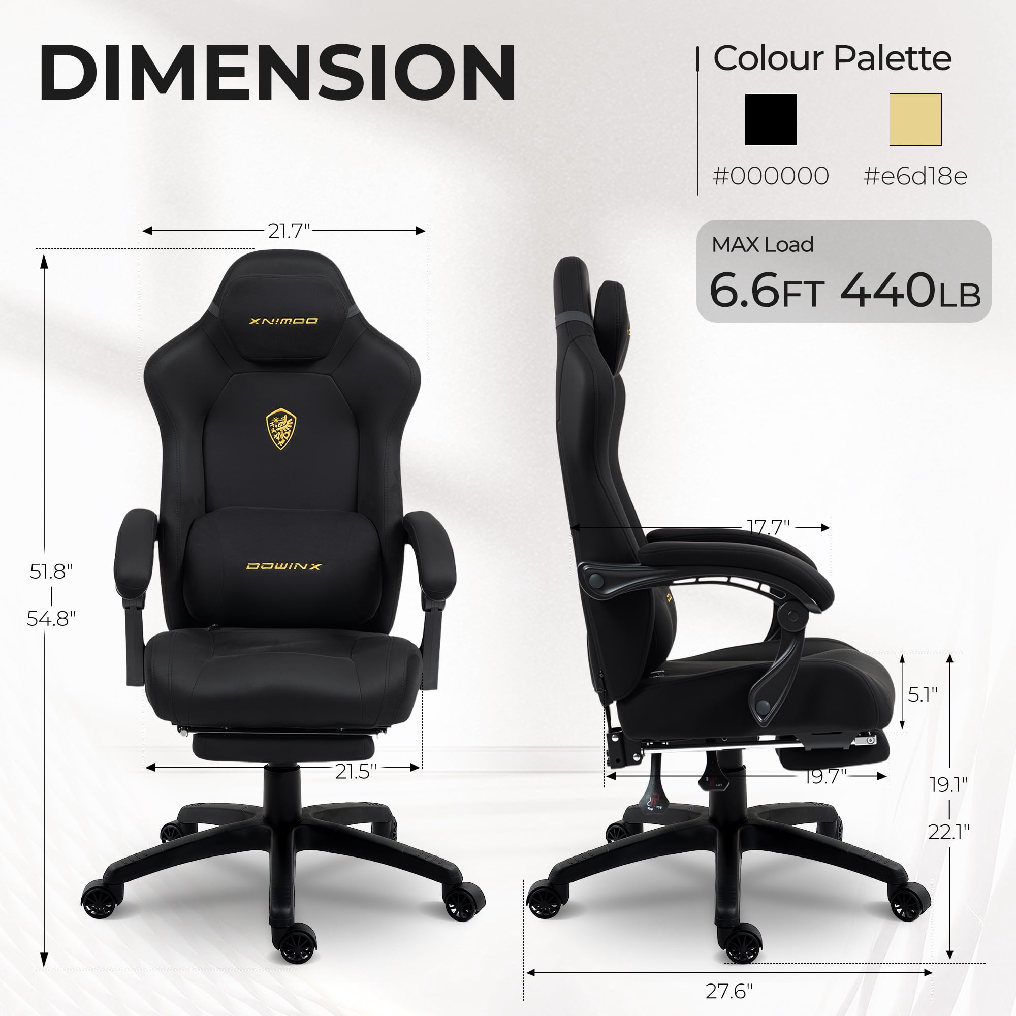 GOOSEA Big and Tall Gaming Chair with Footrest and Suede Fabric, Office Game Chair with Pocket Spring Cushion, High Back Ergonomic for Adults, 440LBS, Black