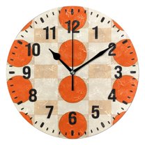 Yayeee 10" Wall Clock Battery Operated Quartz Round Silent Non-Ticking Home Decor,Orange Geometric Circles