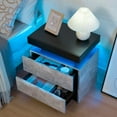 thumbnail image 6 of YSNW Bedside Table with 2 Drawers, LED Nightstand Wooden Cabinet Unit with LED Lights for Bedroom, End Table Side Table for Bedroom Living Room(Black Grey), 6 of 15