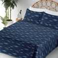 thumbnail image 3 of Ambesonne Sky Print Fitted & Flat Sheet with Sham 3 Pcs Set, Night Time Pattern Stars, Twin, Navy Blue Pale Yellow, 3 of 5