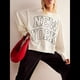 thumbnail image 5 of Camiseta con Gráfico de Números para Mujer, Sudadera de Larga con Cuello Redondo, Suéteres Extragrandes. Palabra M, 5 of 6